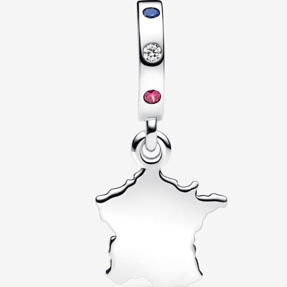 💜 Sterling Silver Map of France C’est La Vie Dangle Charm - Picture 4 of 4